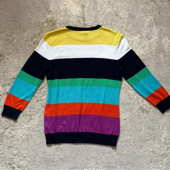 Ralph Lauren Chaps Striped Knit 3/4 Sleeve Rainbow Pullover Sweater Size Medium - Picture 7 of 10